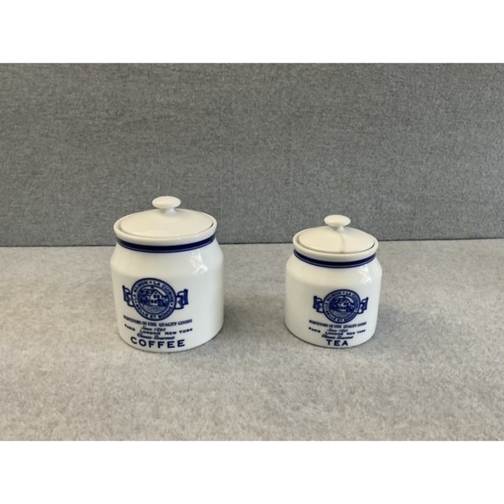 Vintage La Maison LA CUISINE Roshco Ceramic Canister Jar Set Coffee & Tea